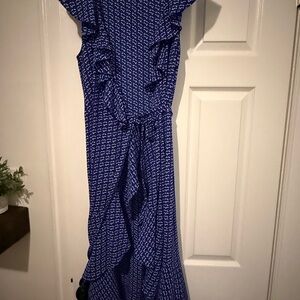 Max Studio Asymmetrical Blue Dress with Ruffles